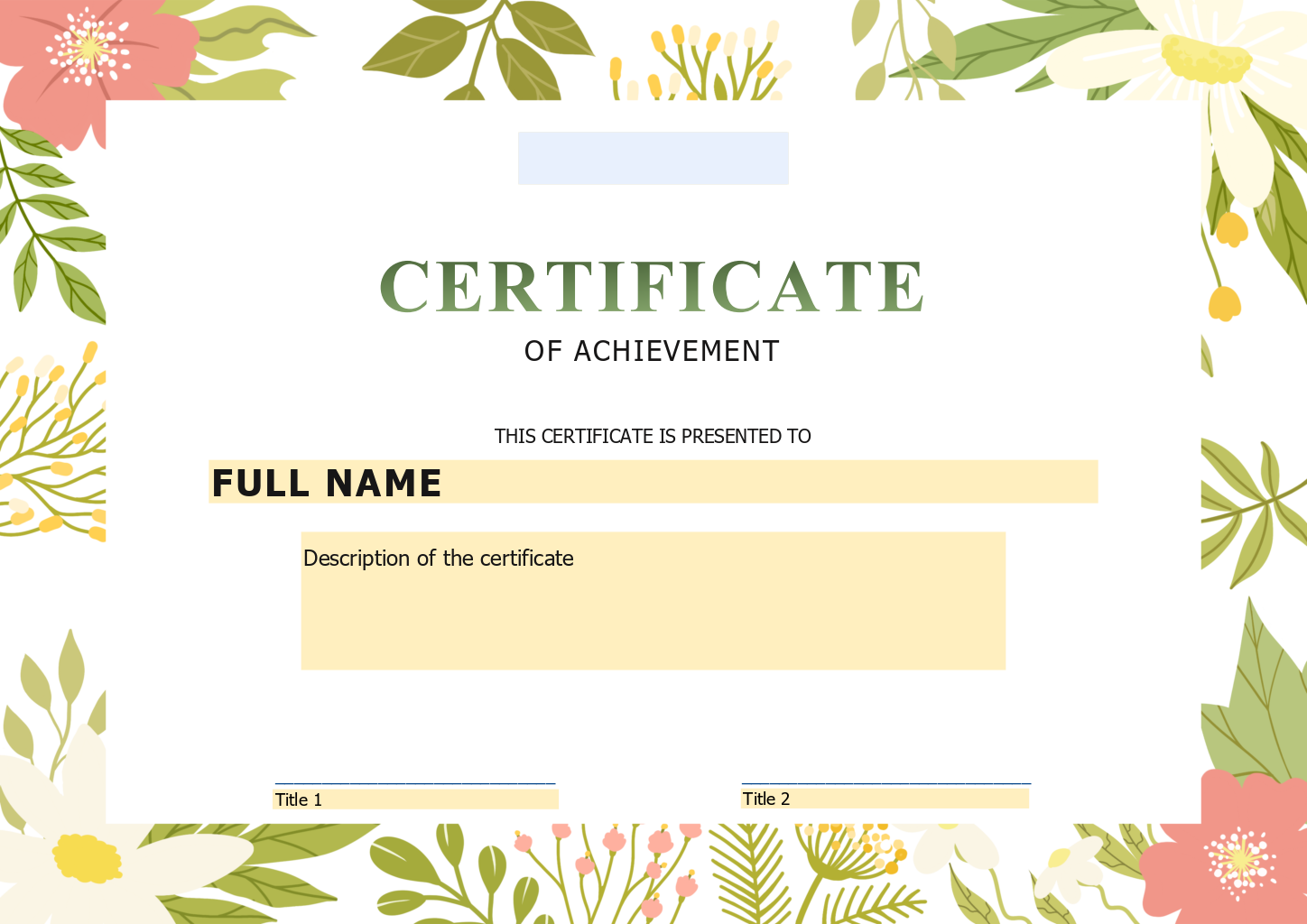 Certificate of achievement form 6