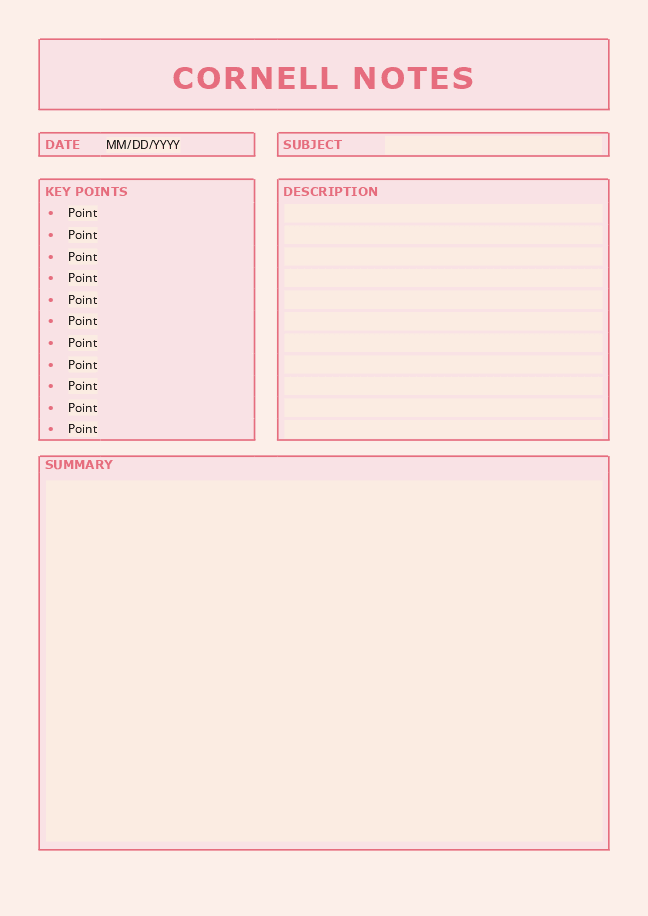 Cornell notes form 4