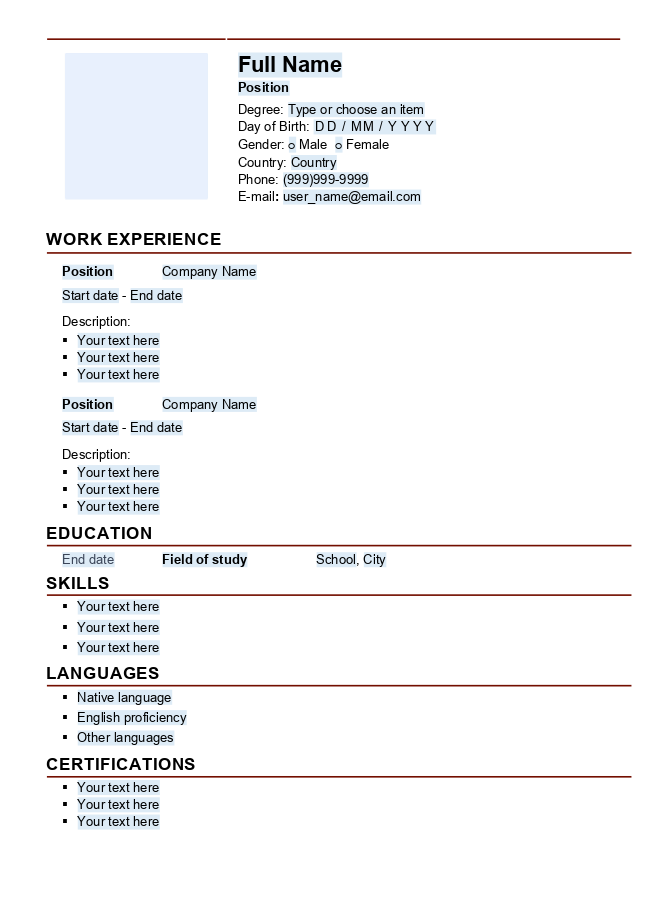 CV (resume) form 7