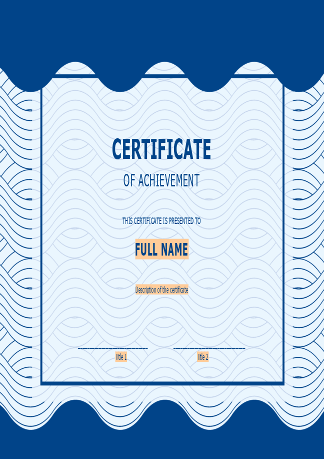 Certificate of achievement form 5