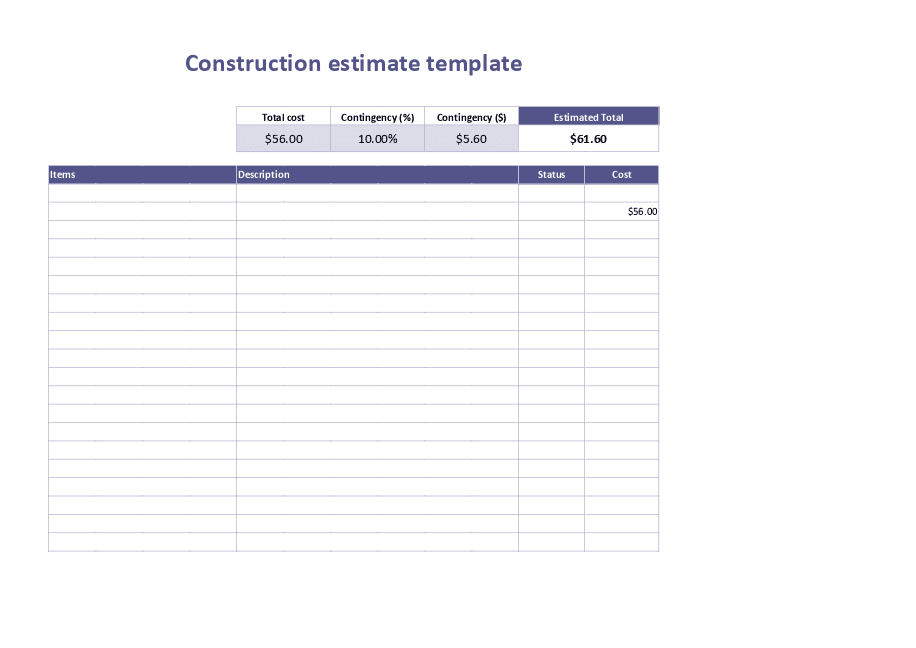 Construction estimate