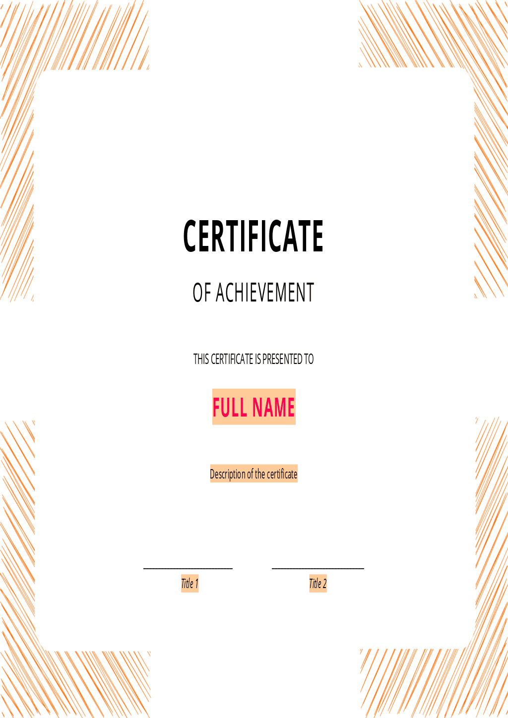 Certificate of achievement form 3