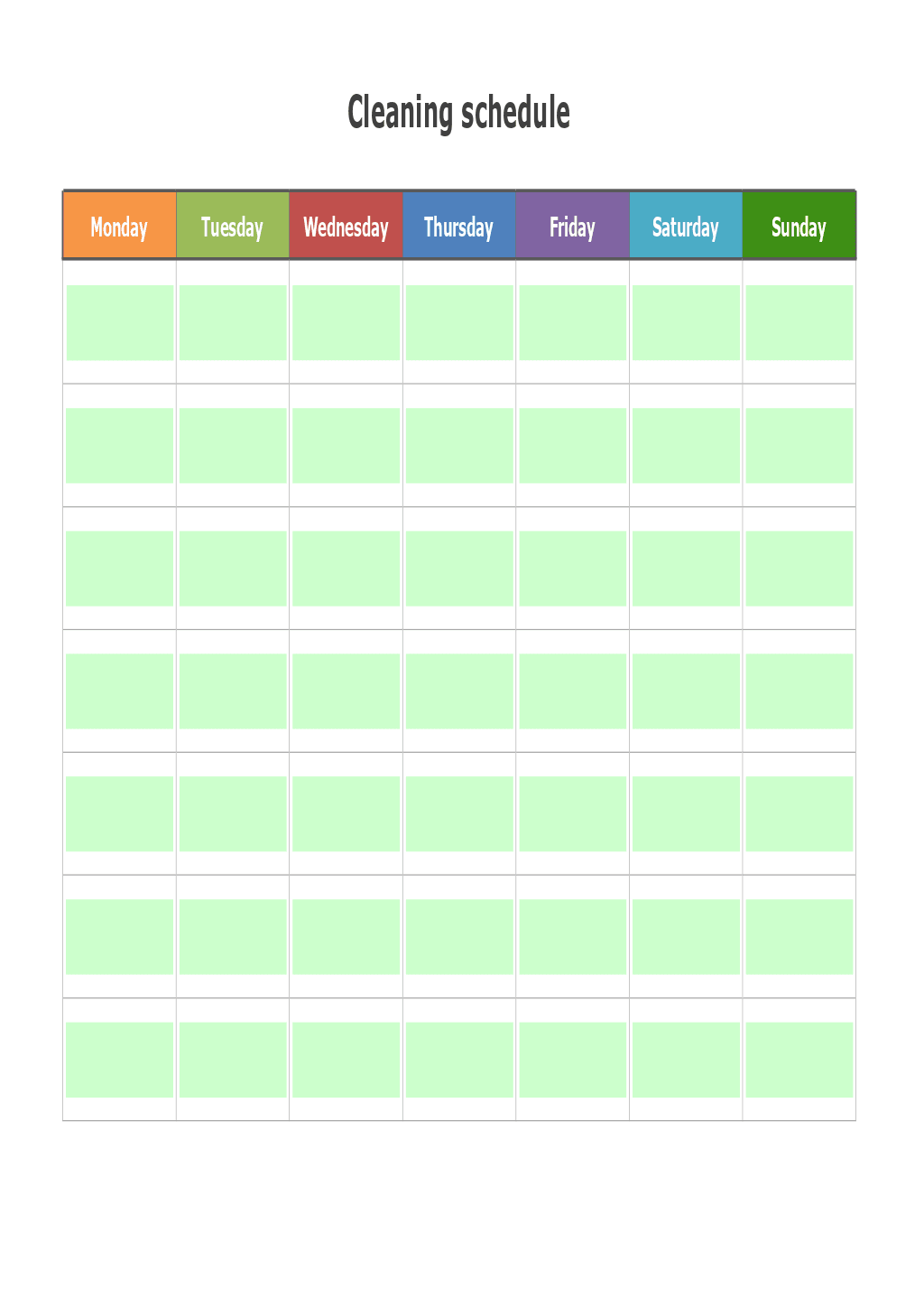 Cleaning schedule form