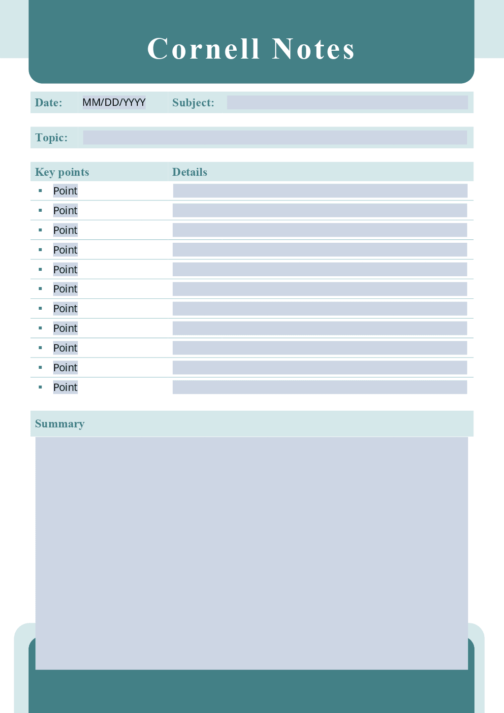 Cornell notes form 3