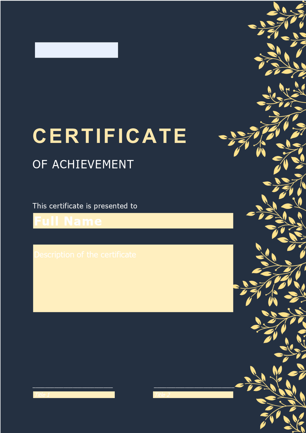 Certificate of achievement form 7